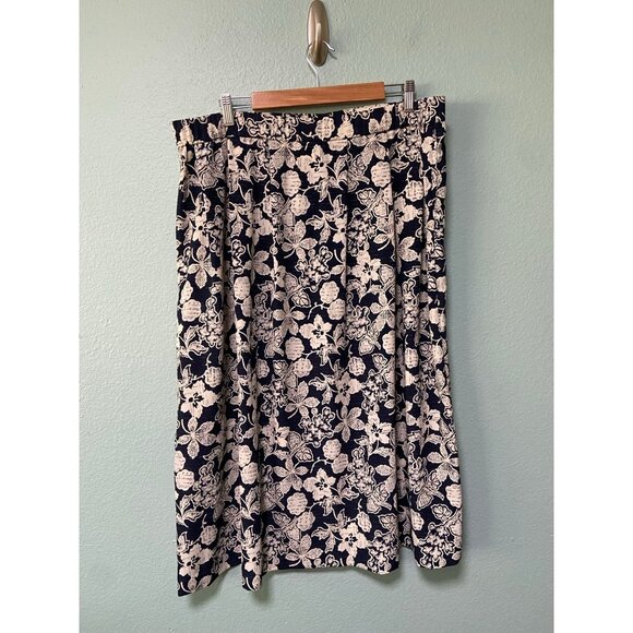 Vintage Country Classics Koret Women's Plus Size Navy &‎ Cream Floral Skirt 20W - Picture 2 of 10